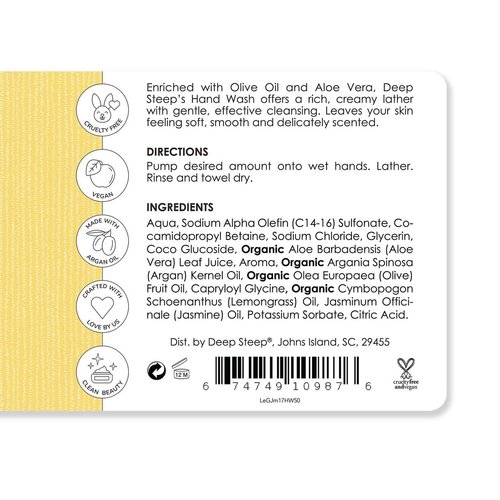 Deep Steep Argan Oil Liquid Hand Wash, Lemongrass Jasmine, 17.6 Fluid Ounce