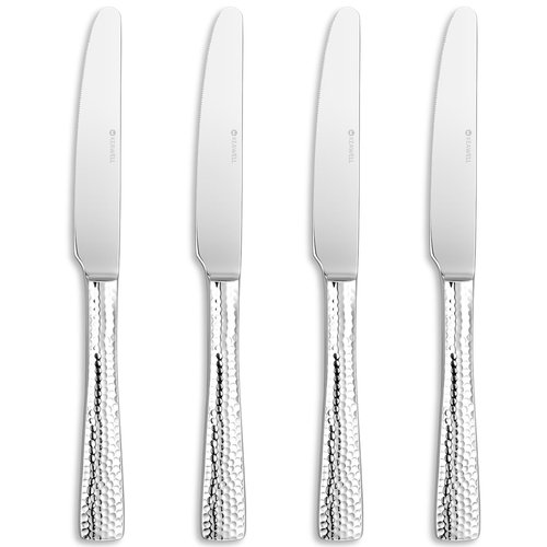KEAWELL Premium 9.5" Louis Dinner Knives, Set of 4, Stainless Steel Dishwasher Safe, Serrated Knives (Hammered)