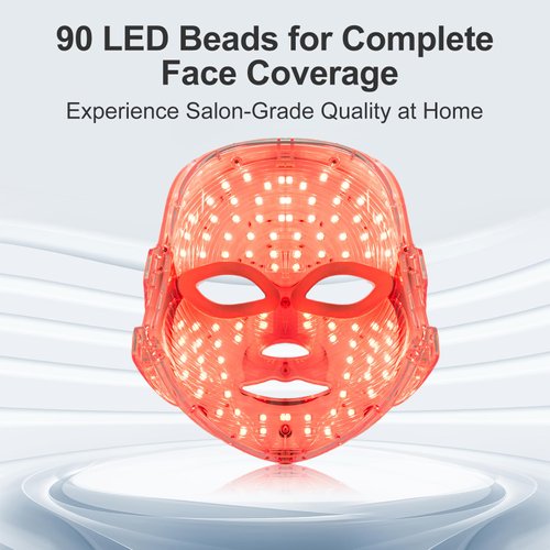 Suerbeaty Red Blue Light Mask for Face, 7-1 Colors Red Light Face Mask, Facial Mask Skincare At Home, Cordless, Portable and Rechargeable, White