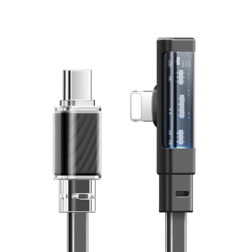 mcdodo iPhone Cable Lightning 36W Fast Charger Flat Wire 90° Right Angle Elbow USB C to Lightning Cable for iPhone 14/13/12/11/Pro/Pro Max/Xs Max/X/XS/XR/8/8Plus/7/7Plus/iPod（Black,6ft