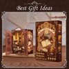 CUTEBEE DIY Book Nook Kit for Adults and Teens, DIY Wooden Miniature Tiny House Dollhouse Kit Bookshelf Booknook Bookcase Model Build Gift Kit Decor Alley with LED Light