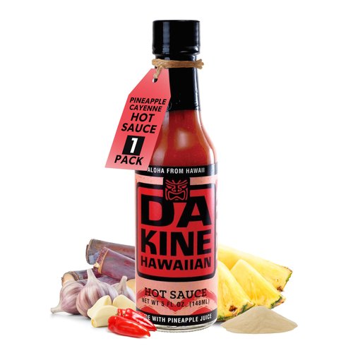 Da Kine Hawaiian Gourmet Pineapple Hot Sauce - Vegan & Gluten-Free, Crafted in Small Batches, Sweet with a Spicy Kick, Ideal for Dipping, Drizzling & Dressings, Meat Tenderizer - 5 fl. oz. (1-Pack)