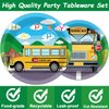 gisgfim 96 Pcs School Bus Party Plates and Napkins Party Supplies Back to School Birthday Party Tableware Set School Bus Decorations Favors for Birthday Baby Shower for 24 Guests