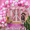 Jumpama Cowgirl Birthday Party Decorations Western Birthday Party Supplies, 65Pcs Cowgirl Balloons and 1Pcs Western Birthday Backdrop for Cowgirl Rodeo Birthday Party Country Western Baby Shower