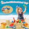Sotodik Beach Toys Set for Kids, Collapsible Sand Bucket and Shovels Set with Watering Can,Mesh Bag, Ice Cream &Animal Sand Molds,Travel Beach Toys for Toddler Boys Girls Age 3 4 5 6 7 8+