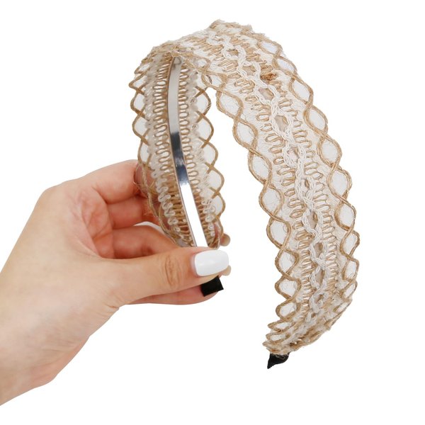 TEBIEKOY Fashion Linen Headbands for Women Wide Cotton Twine Boho Woven Hair Band Style Non Slip Head Band Summer Beach Hair Accessory