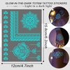 Glow-in Dark Temporary Tattoos Set- 6Sheets Luminous Flower Henna Fake Tattoo Sticker Sexy Lace Henna Waterproof Removable Tattoos for Face Body Night Tattoos Party Supplies Decoration(fluorescence)