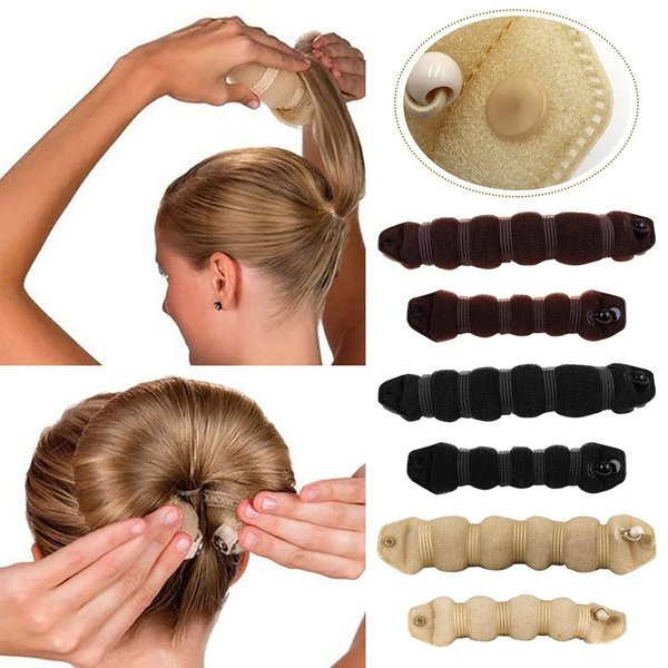 Random Color Small Round Foam Sponge Hair Bun Maker - DIY Hair Ring with Elastics and Ties, Beauty and Personal Care Accessory