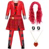 Zivyes Red Costume with Wig for Girl Movie Jumpsuit Outfits Halloween Birthday Party Princess Dress up (S(7-8Y))