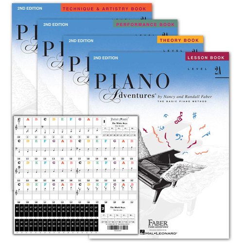 Piano Adventures Level 2A Learning Library Set By Nancy Faber - Lesson, Theory, Performance, Technique & Artistry Books & Juliet Music Piano Keys 88/61/54/49 Full Set Removable Sticker
