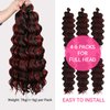6 packs 20" AU-THEN-TIC Ocean Wave Crochet Hair Deep Wave Braiding Hair Body Wave Braids Synthetic Hair Extensions Kanekalon Fiber (20 Inch (Pack of 6), P1B/BG (Piano Off Black and Burgundy))