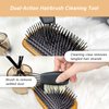 YAFIYGI 1 PCS Hairbrush Cleaner Tool Black Hair Brush Cleaners Quick Cleaning Machine Plus Comb and Rake Easy to Clean Small Hair Brush for Thin and Thick Hair Home and Salon Use