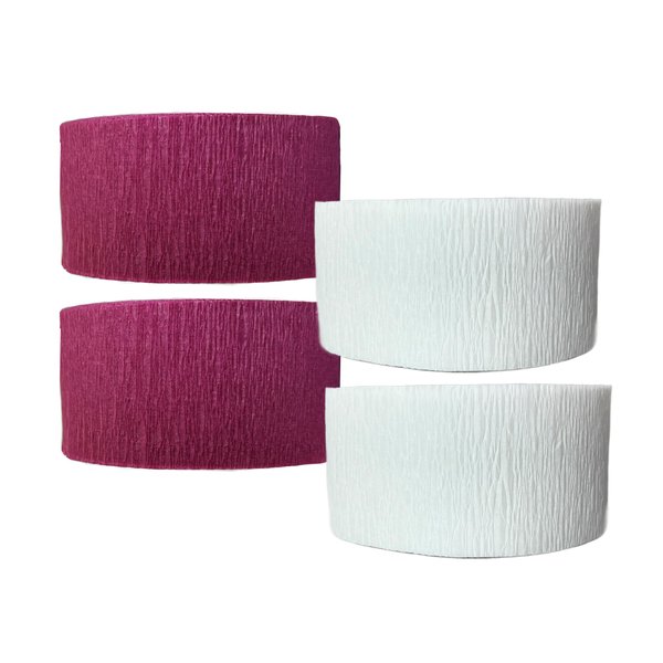 Maroon and White Crepe Paper Streamers, Made in USA