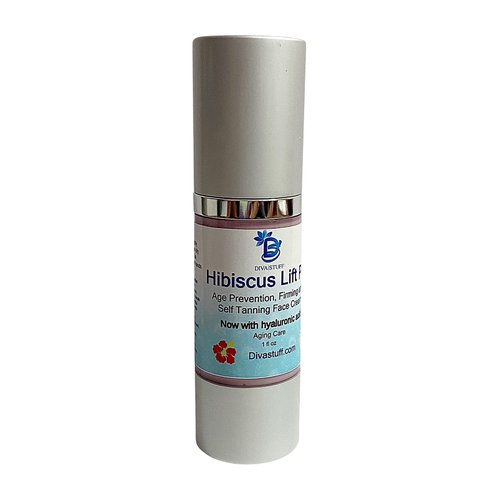 Diva Stuff Hibiscus Lift, Now With Hyaluronic Acid and Self Tanners, Natural Age Prevention, Firming & Acne Healing Face Cream, All In 1, By Kym's (Hibiscus Lift Plus)