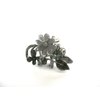 Generic Small mini silver metal gray enamel flower crystal hair claw bridal clip