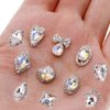 48PCS 3D Luxury Nail Art Rhinestones Nail Diamonds Glass Crystal AB Metal Gems Jewels Stones for DIY Nail Art Work Design Decoration Craft Jewelry Making