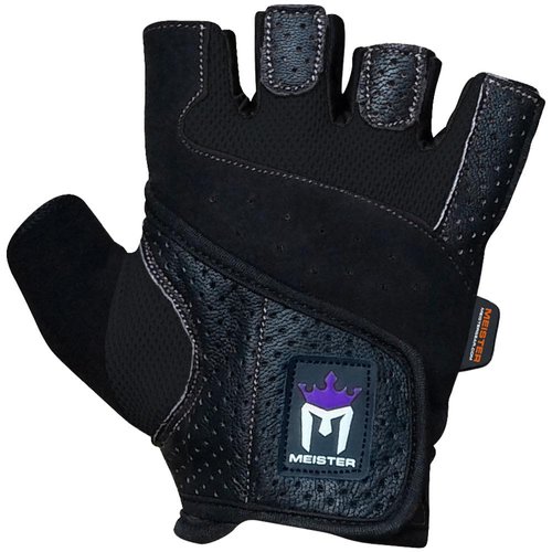 Meister Women's Fit Grip Weight Lifting Gloves w/Washable Amara Leather - Black - Medium