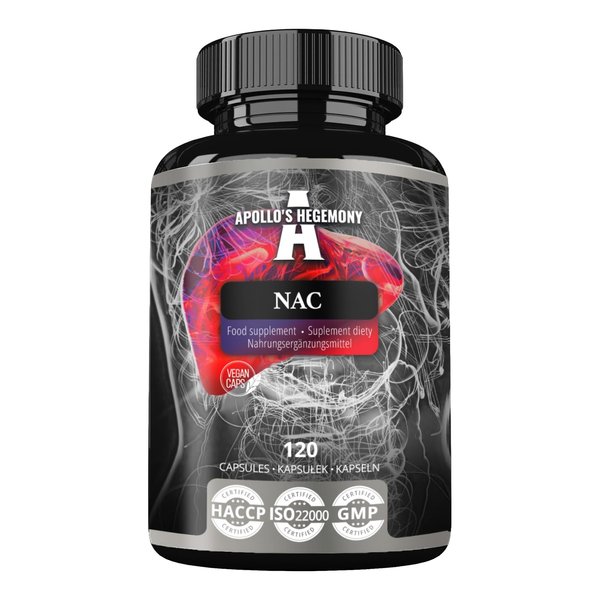 Apollo's Hegemony NAC 500 mg - N-Acetyl L-Cysteine 120 Vegan Capsules - 4 Month Supply - Amino Acid Dietary Supplement to Support Liver Function and Antioxidant Levels
