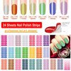 DANNEASY 24 Sheets Light Color Nail Polish Stickers Full Nail Wraps for Women Young Girl Self Adhesive Nail Polish Strips Gel Fingernail Sticker Nails with Nail File, Cuticle Stick