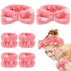 AMCAMI 6 PCS Spa Headband with Wrist Washband Face Wash Set, Makeup Headband and Wristband Towel Scrunchies for Washing Face, Skincare Headband Sleepover Party Supplies for Girls(Pink)