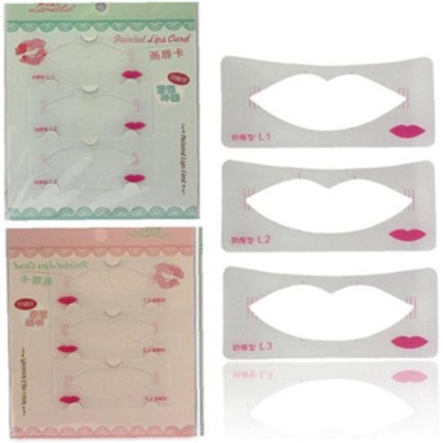 Sluswallow 3 Pcs Lip Liner Stencils Lip Painting Template Women Lip Make Up Mold Card Beginner Cosmetic Aid Tools, Lip Liners