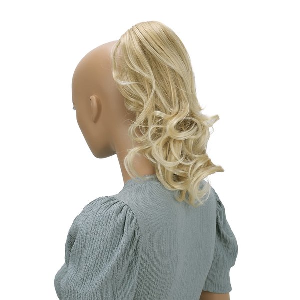 CAISHA 14" Wavy Clip On Ponytail With Butterfly Clip Hairpiece Heat-resistant Synthetic Fibres Bleach Blonde H91