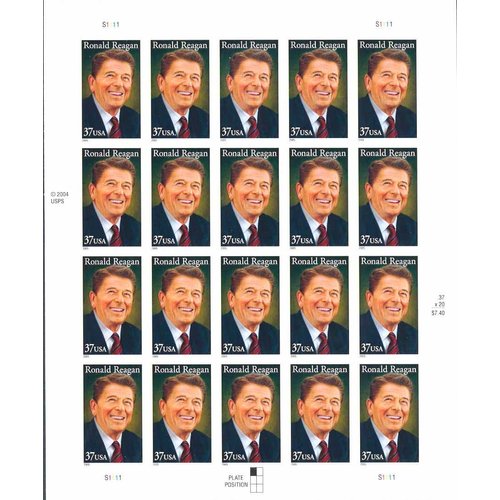 2005 RONALD REAGAN #3897 Pane of 20 x 37 cents US Postage Stamps