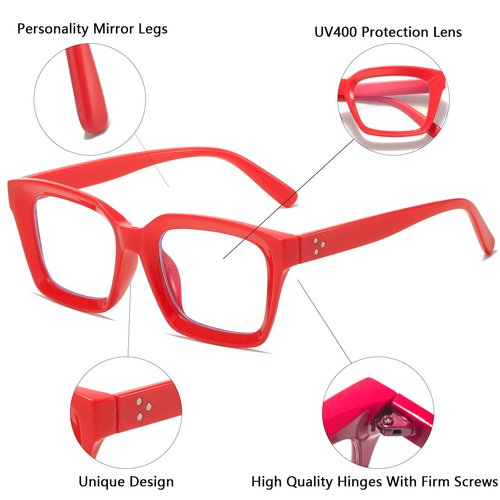 aisswzber Blue Light Blocking Glasses,Computer Reading/Gaming/TV/Phones Glasses for Women Men Thick Square Frame