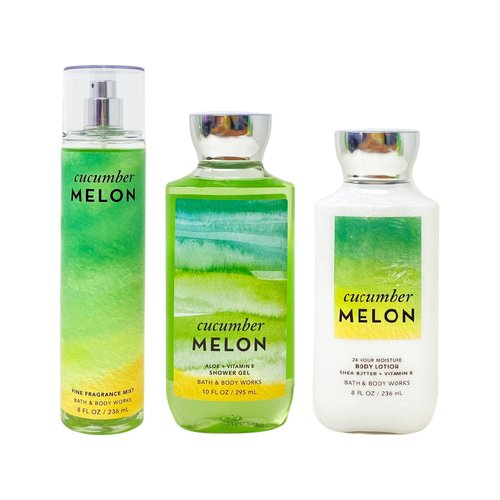 Bath & Body Works Cucumber Melon Trio Bundle - Fragrance Mist - Shower Gel - Body Lotion.