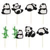24Pcs Panda Cupcake Toppers Glitter Green Bamboo Cupcake Picks Cute Animal Bear Cake Decorations Baby Shower Kids Birthday Panda Theme Party Supplies