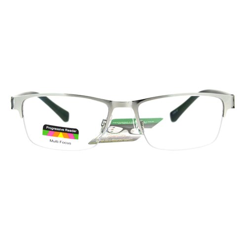 Multi Focus Progressive Reading Glasses 3 Powers in 1 Rectangle Silver +1.5