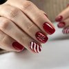 Red Christmas Press on Nails Short Square Glue on Nails White Snowflake False Nails Glossy Acrylic Nails for Women Girls DIY Winter Xmas Nails Art 24Pcs