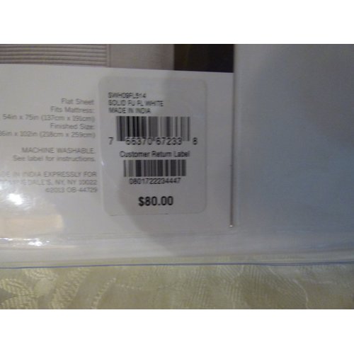 Oake Bedding, SOLID TWILL 500TC Full Size Flat Sheet, White