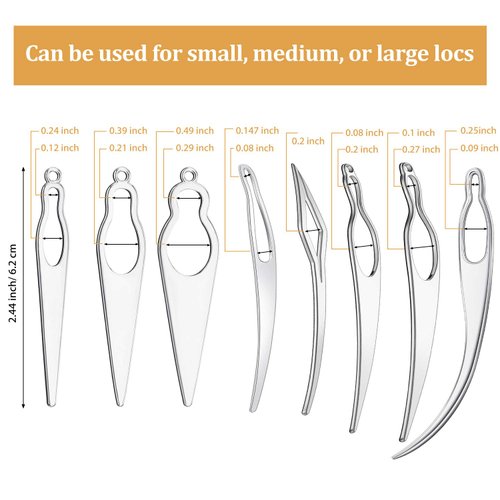 8 Pieces Hair Locking and Tightening Tools - Dreadlocks Sisterlocks Craft Extensions Accessories for Braiding Hair (Silver)