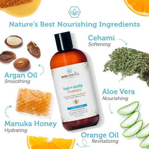Era Organics Manuka Honey Dry Scalp Conditioner - Soothing and Moisturizing Hair Conditioner for Damaged Dry Hair - Sulfate Free Conditioner for Men and Women - Argan Oil Conditioner for Hair
