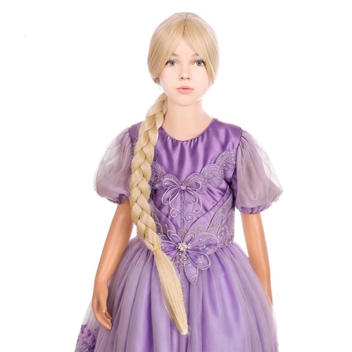 WAVELNM Kids Blonde Wigs Child Golden Blonde Long Braided Wigs Girls Costume Cosplay Wig Synthetic Wigs with Wig Cap