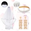 Hanaive 3 Pcs Bachelorette Party Set Bride Headband & Shoulder Length Veil & Rhinestone Bride Earrings Decorations Pearl Bachelorette Party Supplies for Women Wedding Bridal Shower Gift Favors