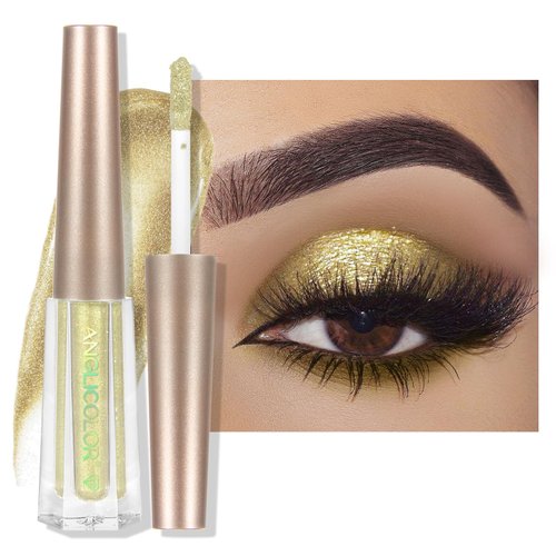 Anglicolor Diamond Glitter Liquid Eyeshadow, Glitter Eyeshadow, Lightweight Smooth, Shimmer Eyeshadow, Metals Gloss Sparkling Eyeliner Pen, Cosmetics Gift for Girls and Women (Light Gold #01)