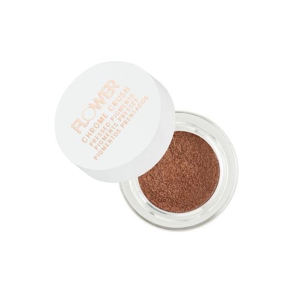 FLOWER BEAUTY Chrome Crush Pressed Pigments | Highly Pigmented Glitter Eyeshadow Pots | Long-Lasting and Blendable Color - Topaz (Pack of 1)