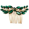 BETITETO Bridal Hair Comb Emerald Green Crystal Wedding Hair Piece Pin Accessories for Women Girls Party (Green)