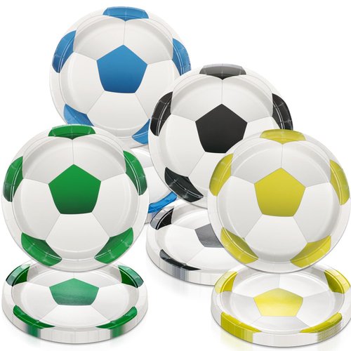 PTECDROTS 40 Pcs Soccer Party Plates Decorations - Including 9" Soccer Plates Disposable Dessert Plates for Kids Soccer Theme Fan Sports Event Game Day Soccer Party Supplies