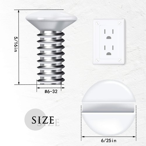 Hotop 120 Pcs Wall Switch Plate Screws 5/16 Inch Long 6-32 Thread Switch Cover Metal Panels Screws Oval Head Replacement Socket Screws Milling Slot Screws for Wall Light Switch Panels