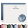 Curio Press Modern Personalized Stationery Set, Custom Note Cards with Name & Monogram, Personalized Thank You Cards with Envelopes, Personalized Note Cards Handmade Stationery Cards-Thin Line Flat