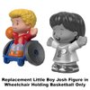 Fisher-Price Replacement Figure Little People Mia and Josh Basketball Playset FGX51 - Replacement Little Boy Josh Figure in Wheelchair Holding Basketball