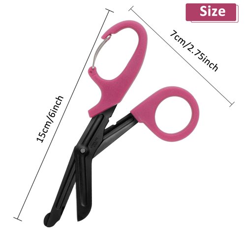 2 Pack Trauma Shears, 5.8 Inch Stainless Steel Medical Scissors, Bandage Scissors with Carabiner, Nursing Scissors Surgical Scissors for Nurses, Doctors, Nursing Students, EMT and EMS(Black+Burgundy)