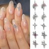 40Pcs Silver Star Nail Charms, 3D Stars Nail Art Charms for Acrylic Nails Shiny Alloy Crystal Star Nail Gems Nail Jewels Star Nail Rhinestones Nail Art Supplies for Women and Girls DIY Nail Decor