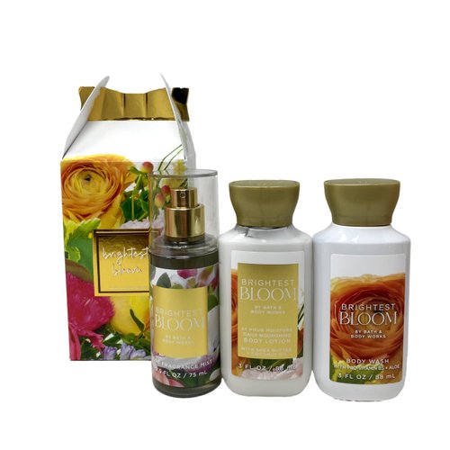Bath and Body Work Brightest Bloom - Mini Gift Set Box - Fragrance Mist, Body Lotion and Body Wash