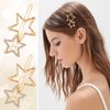 SmallCat 8pcs Star Hair Clips, Gold Rhinestone Star Hair Barrettes, Elegant Star Hair Accessories, Metal Crystal Double Star Hair Pins for Women for Daily Use, Festival, Parties