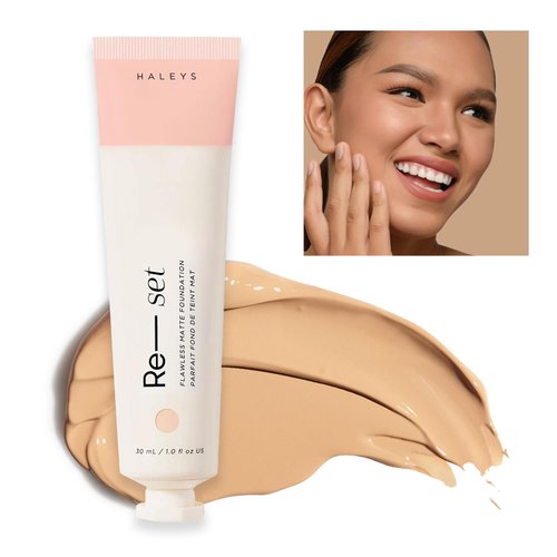 HALEYS Re-set Matte Foundation, VEGAN + CRUELTY-FREE, Oil-free, Buildable Med-to-Full Coverage, Weightless, Oil Control + Longwear, Hyaluronic Acid + Bakuchiol, All skin types + tones (4.25)