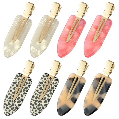 YIERSO 8 Pcs Hair Clips No bend No Crease Duckbill Clips No Dent Flat Clip Alligator Hair Barrettes for Salon Hairstyle Women Girls Makeup Accessories Acrylic Resin (Pink+White)